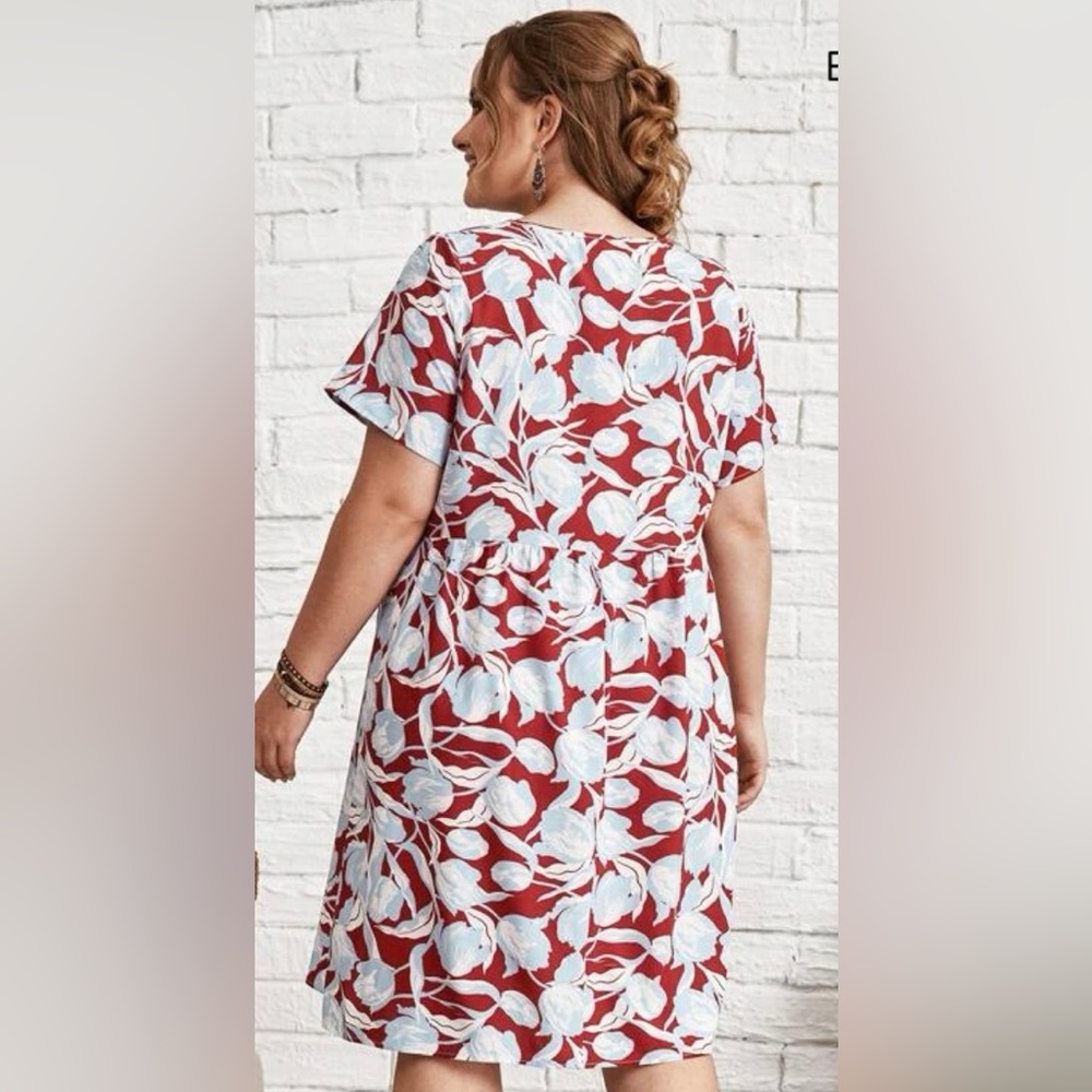 EMERY ROSE Plus Allover Floral Smock Dress